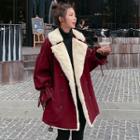 Faux Fur Lined Double-breasted Coat