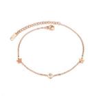 Simple Personality Plated Rose Gold Geometric Round Flower 316l Stainless Steel Anklet With Cubic Zirconia Rose Gold - One Size