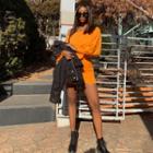 Off-shoulder Tube-hem Pullover Dress