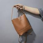 Faux Leather Twist Lock Bucket Bag