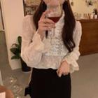 Flared-cuff Lace Blouse Off-white - One Size
