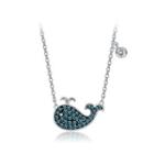 925 Sterling Silver Cute Dolphin Necklace With Green Austrian Element Crystal Silver - One Size