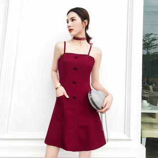 Open Back A-line Spaghetti Strap Dress