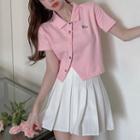 Cropped T-shirt / Pleated Mini A-line Skirt / Set
