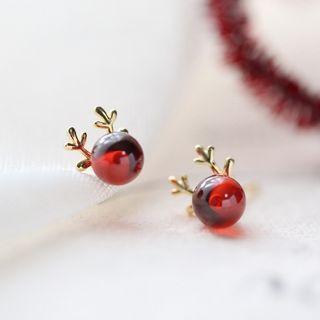 Bead Deer Earring 1 Pair - 925 Silver - One Size