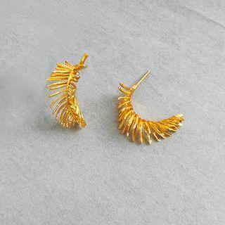 Feather Drop Earring 1 Pair - Gold - One Size
