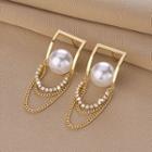Faux Pearl Fringed Drop Earring 1 Pair - Qr-265 - Gold - One Size