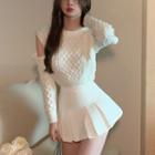 Elbow-cutout Sweater / A-line Skirt