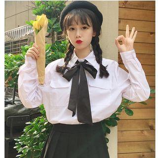 Tie Neck Shirt / Pleated Skort