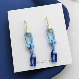 Matte Chain Link Drop Earring 1 Pair - S925 Silver - Blue - One Size