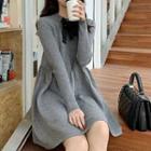 Bow-front Mini A-line Sweater Dress