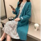 Applique Open Front Long Cardigan