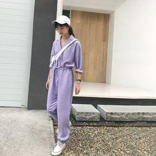 Drawstring-waist Tie-hem Jumpsuit