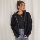 Stand-collar Loose-fit Knit Jacket