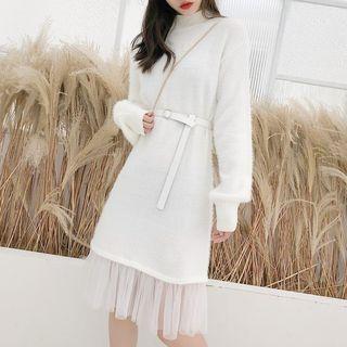 Mock-neck A-line Sweater Dress