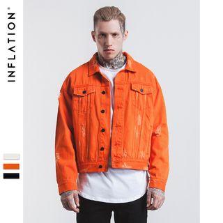 Zipper-sleeved Distressed Jacket