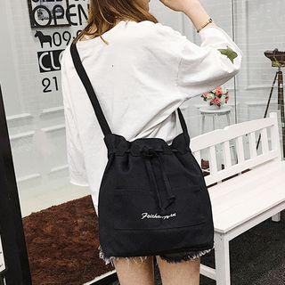 Lettering Drawstring Shoulder Bag