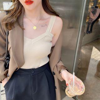 Set Of 2: Ribbed Knit Camisole Top