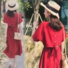 Tie Back Short-sleeve Midi A-line Dress