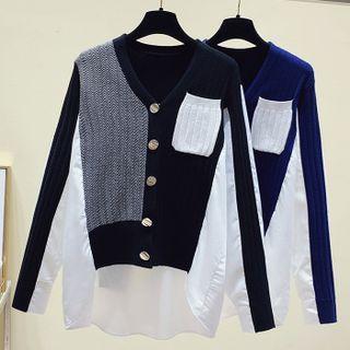 Color Block Knit Panel Top