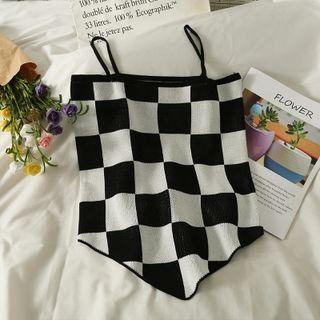 Asymmetrical Checkerboard Camisole Top