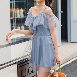 Ruffle Trim Sheer Swim Dress