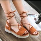 Faux-suede Lace-up Platform Sandals