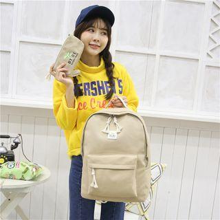 Set Of 2: Lettering Label Canvas Backpack + Clutch