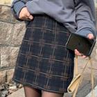 Plaid Mini A-line Skirt / Sweater / Knit Vest / Long-sleeve Shirt