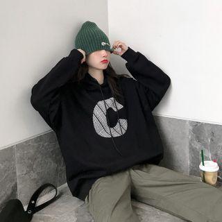 Lettering Print Fleece Lined Hoodie