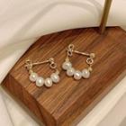 Faux Pearl Sterling Silver Earring Eh1128 - 1 Pair - Gold & White - One Size