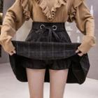 Ribbon Plaid A-line Mini Skirt