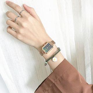 Faux Leather / Alloy Rectangle Strap Watch