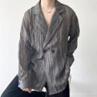 Double-breasted Check Sheer Shirt