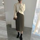 Mock-neck Sweater / Midi Skirt