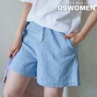 Plus Size High-waist Denim / Cotton Shorts