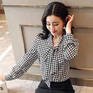 Set: Tie-neck Blouse + Ruffle Skirt