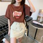 Short-sleeve Lettering Split T-shirt