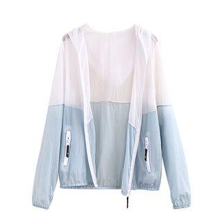Sheer Color-block Hooded Jacket