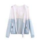 Sheer Color-block Hooded Jacket
