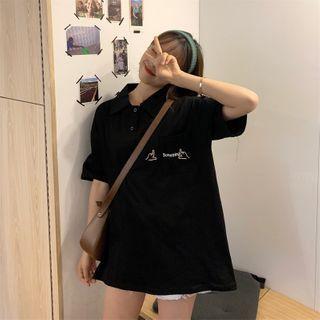 Lettering Pocket Short-sleeve Polo Shirt