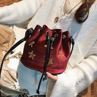 Embroidered Drawstring Bucket Bag