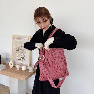 Floral Print Corduroy Crossbody Bag