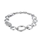 Simple Circle Bracelet With Austrian Element Crystal Silver - One Size