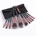Set Of 10: Makeup Brush With Bag With Bag - Set Of 10 - Brown & Black - One Size