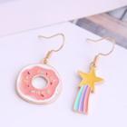 Non-matching Glaze Rainbow & Donut Dangle Earring 1 Pair - As Shown In Figure - One Size
