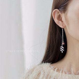 Leaf Faux Crystal Drop Earring 1 Pair - Silver - One Size