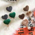 Faux Pearl Heart Dangle Earring 1 Pair - Silver Needle - Green - One Size
