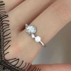 Faux Pearl Shell Ring Ring - Silver - One Size