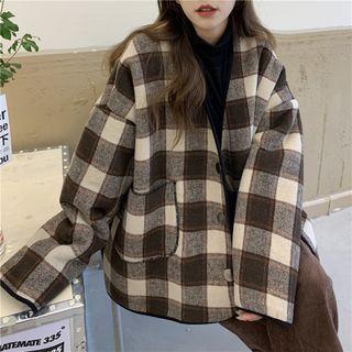 Gingham Check Button Jacket